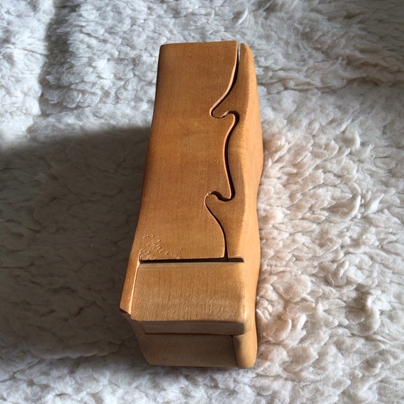 Hand Carved and Signed Pine Puzzle Stash Box - Picture 10 of 10